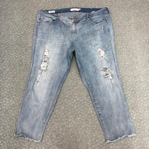 Torrid Jeans Womens 26 Light Wash Boyfriend Distressed Raw Hem Stretch Ripped
